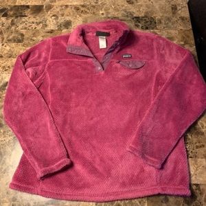 Pink Patagonia snap T kids xxl women’s small
